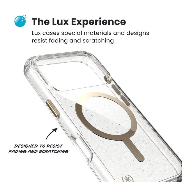 „Speck Presidio Lux MagSafe“ dėklas, skirtas „iPhone 17 Pro“ (blizgučiai / metalinis aukso spalvos) 3