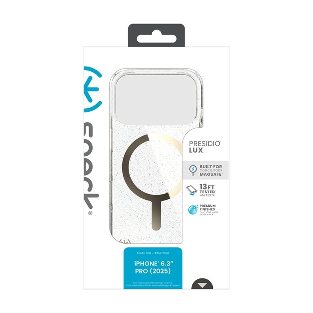 „Speck Presidio Lux MagSafe“ dėklas, skirtas „iPhone 17 Pro“ (blizgučiai / metalinis aukso spalvos) 11