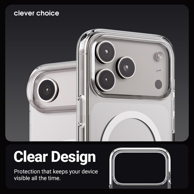 „Crong Clear MAG“ dėklas – „MagSafe iPhone 17 Pro Max“ (skaidrus) 3