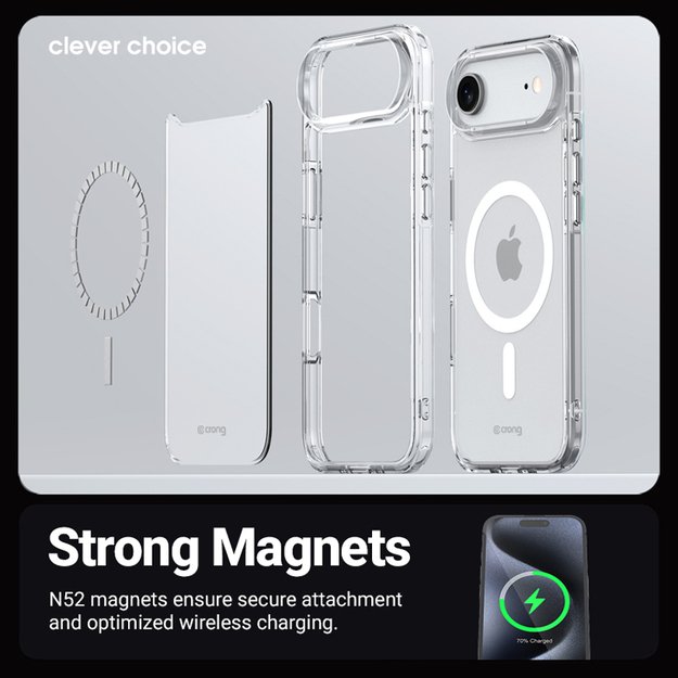 „Crong Clear MAG“ dėklas – „MagSafe iPhone 17 Pro Max“ (skaidrus) 2