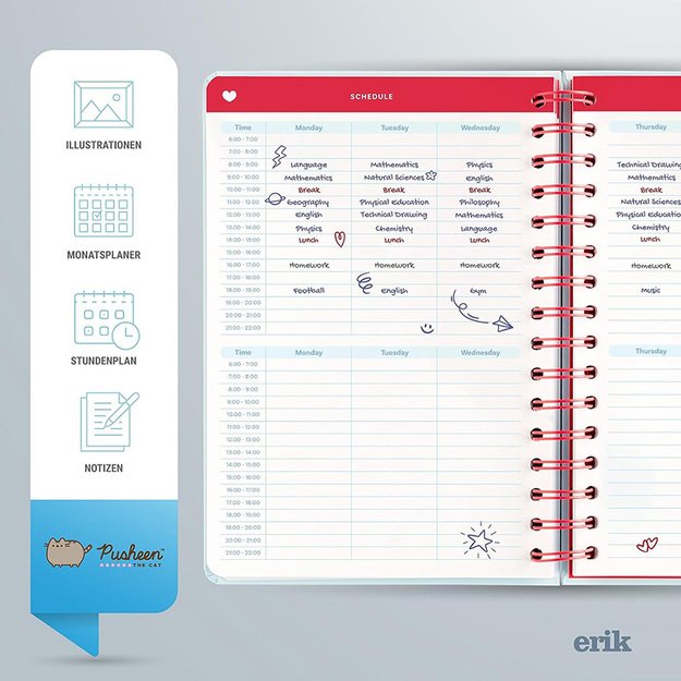 Pusheen – 2023/2024 m. savaitinis kalendorius / planuotojas iš kolekcijos Purrfect Love (14,8 x 21 cm) 3