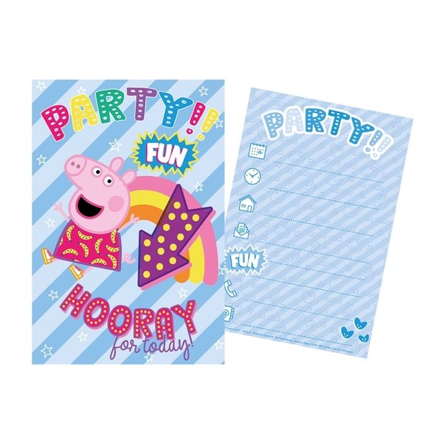 Peppa Pig vakarėlio rinkinys 5 kvietimai 5 vokai