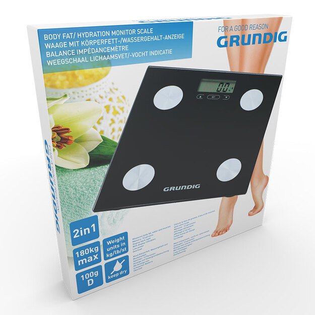 Grundig - electronic bathroom scale, body weight analysis, BMI, up to 180 kg 6