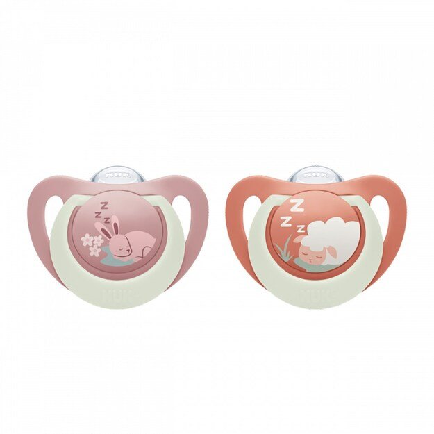 NUK čiulptukas „First Choice Night“ 0-6 mėn. 2 vnt. zuikučių/avių, 0-6 mėn.