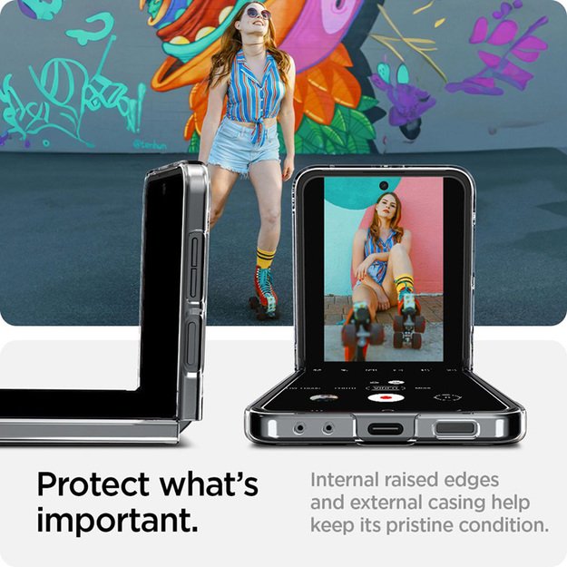 „Spigen Airskin“ – „Samsung Galaxy Z Flip 6 / 7 FE“ dėklas (krištolo skaidrumo) 14