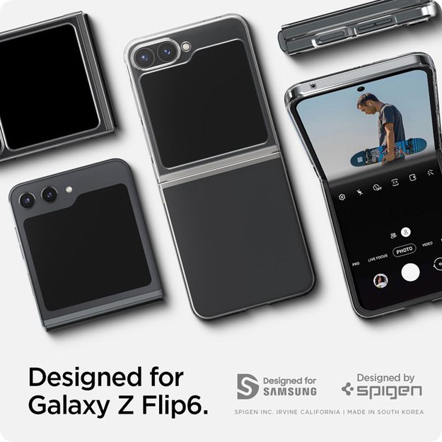 „Spigen Airskin“ – „Samsung Galaxy Z Flip 6 / 7 FE“ dėklas (krištolo skaidrumo) 12