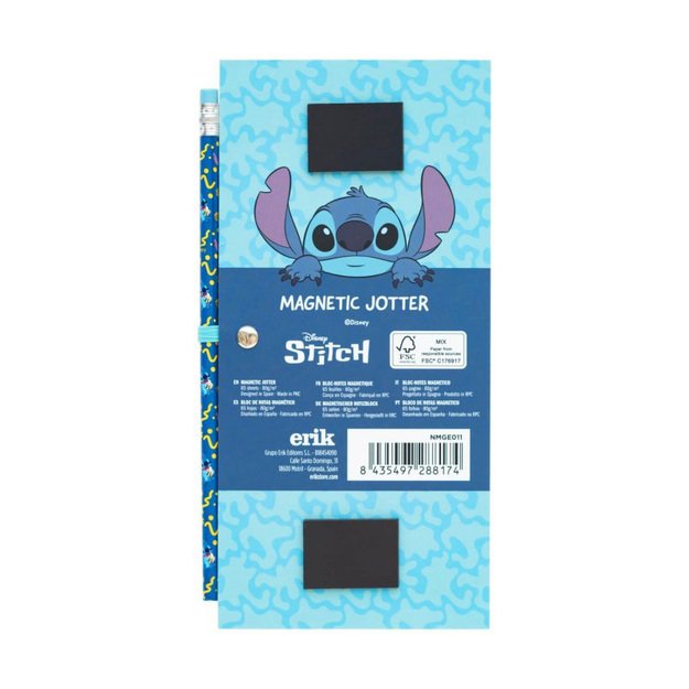 Disney Stitch Tropical – magnetinis bloknotas / pirkinių sąrašas šaldytuvui + pieštukas (10 x 21 cm)