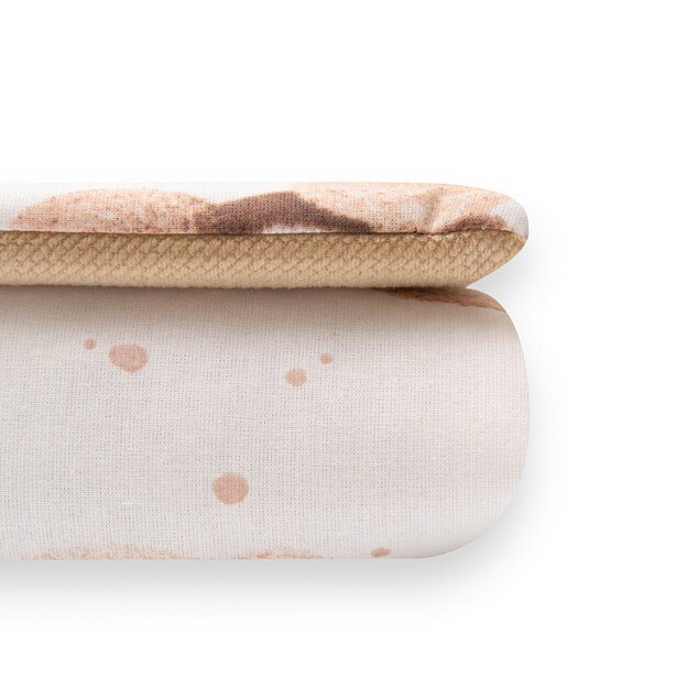 Dvipusis aksomo ir medvilnės komplektas vežimėliui „New Baby Love“ meškiukas, smėlio spalvos 2