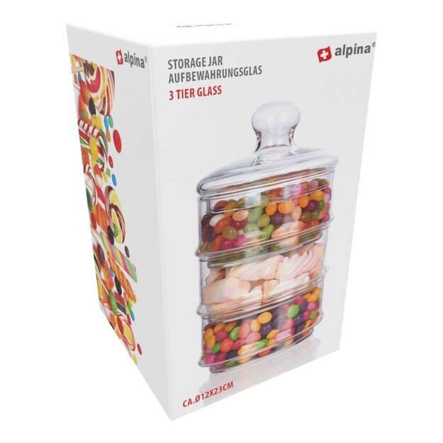 Alpina - Stiklinis indas / stiklainis saldumynams, 3 lygiai, 12x23 cm 8