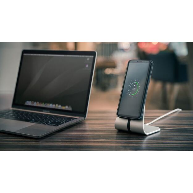 XVIDA (POWER 2) belaidžio įkrovimo stalo stovas – Qi 7,5 W (sidabrinis) 15