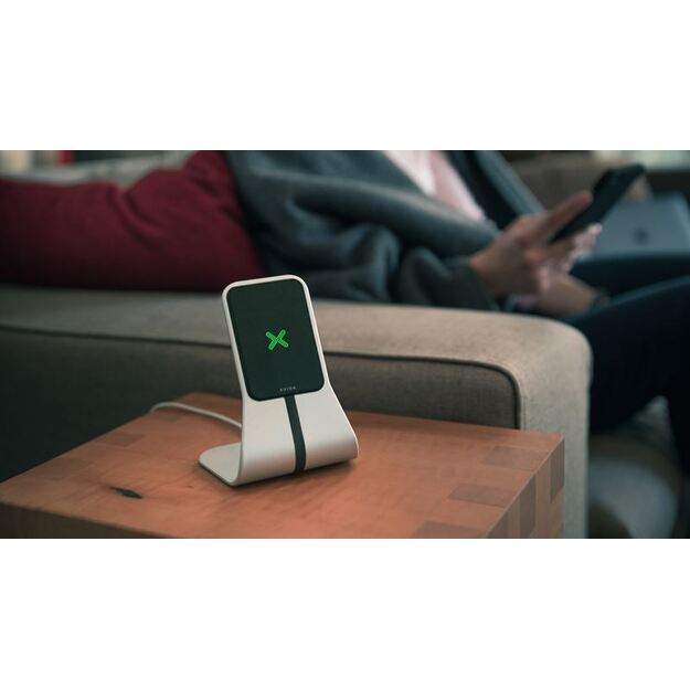 XVIDA (POWER 2) belaidžio įkrovimo stalo stovas – Qi 7,5 W (sidabrinis) 14