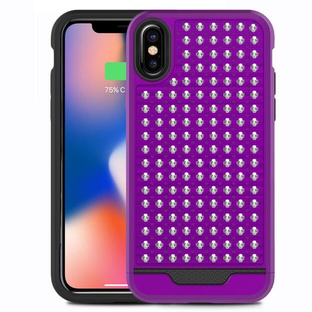 Zizo Star Diamond hibridinis dangtelis, skirtas iPhone X (violetinė / juoda) 1