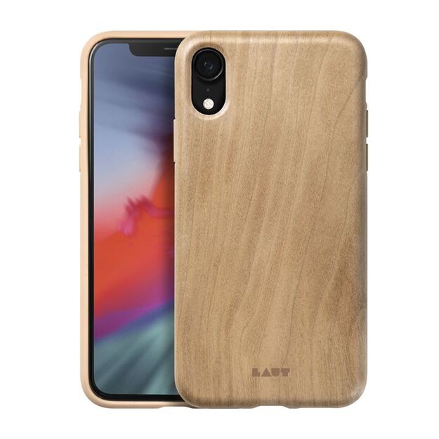 Laut PINNACLE – iPhone XR dėklas su natūralia mediena (Cherry Wood)