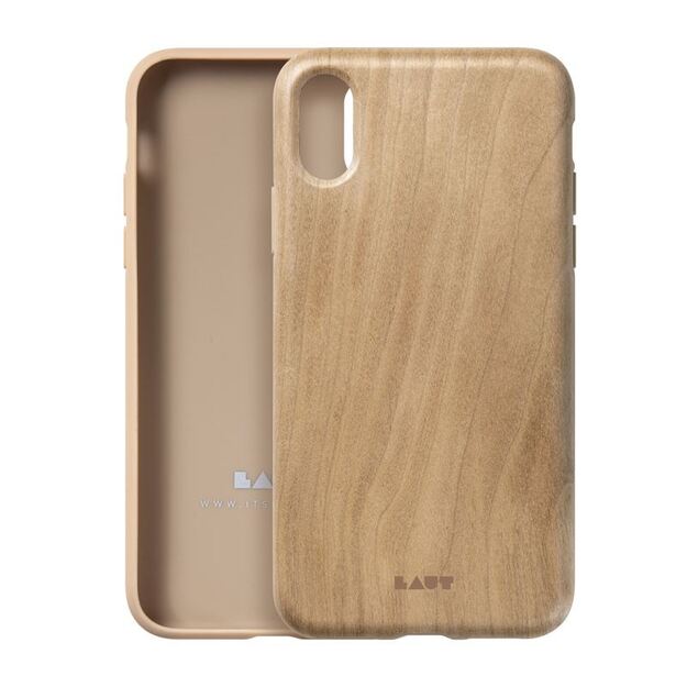 Laut PINNACLE – iPhone XR dėklas su natūralia mediena (Cherry Wood)