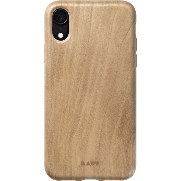 Laut PINNACLE – iPhone XR dėklas su natūralia mediena (Cherry Wood)