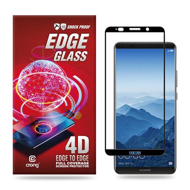 Crong Edge Glass – visiškai klijuojamas nuo krašto iki krašto 9H stiklo ekrano apsauga, skirta Huawei Mate 10