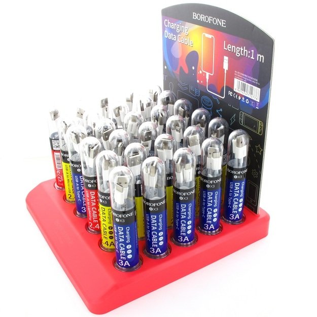 Borofonas - kabelių rinkinys, supakuotas į vamzdelius, ant stalviršio stovo 6