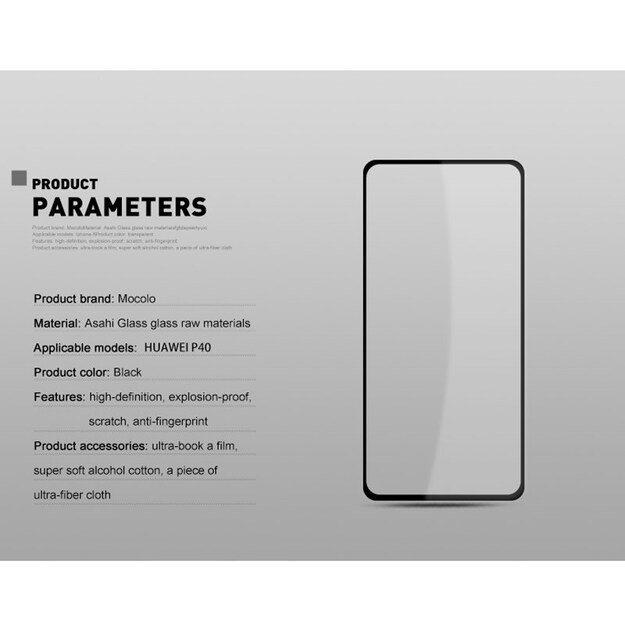 „Mocolo 2.5D Full Glue“ apsauginis stiklas, skirtas „Huawei P40“. 8