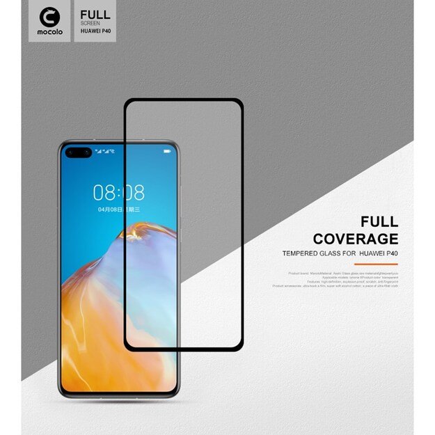 „Mocolo 2.5D Full Glue“ apsauginis stiklas, skirtas „Huawei P40“.