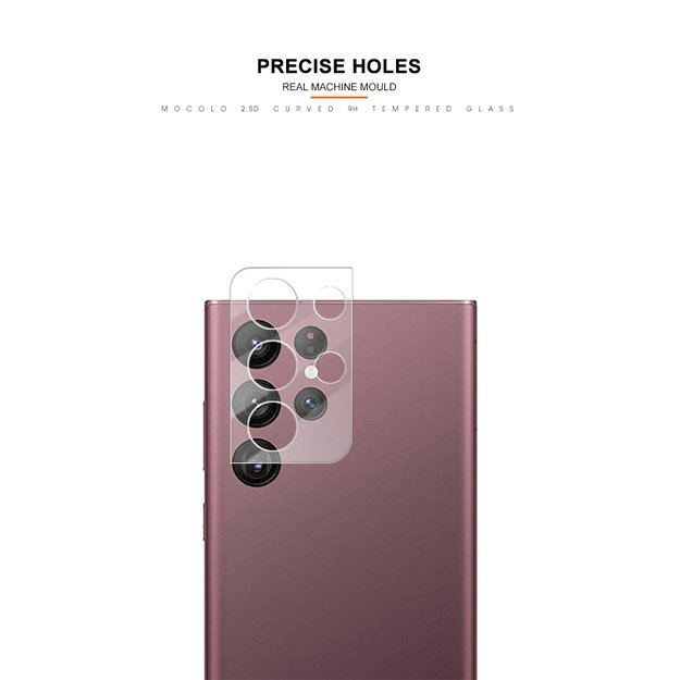 Mocolo Silk Camera Lens Glass – apsauginis stiklas, skirtas Samsung Galaxy S22 Ultra fotoaparato objektyvui 19