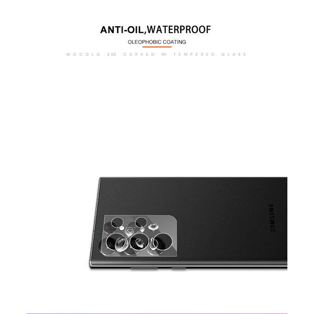 Mocolo Silk Camera Lens Glass – apsauginis stiklas, skirtas Samsung Galaxy S22 Ultra fotoaparato objektyvui 16