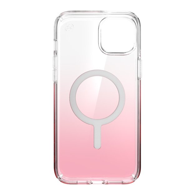 Speck Presidio Perfect-Clear + Ombre + MagSafe – iPhone 15 Plus / 14 Plus dėklas su MICROBAN danga (Clear / Vintage Rose Fade)