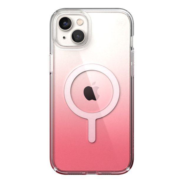 Speck Presidio Perfect-Clear + Ombre + MagSafe – iPhone 15 Plus / 14 Plus dėklas su MICROBAN danga (Clear / Vintage Rose Fade)