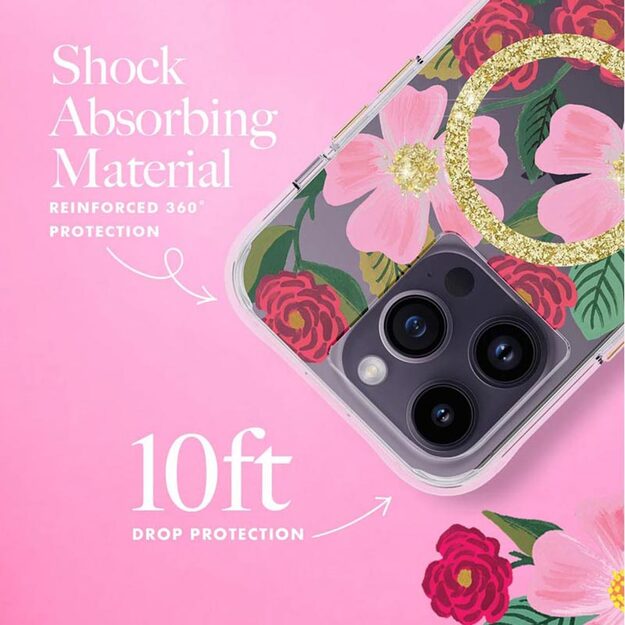 Šautuvų popierius Skaidrus MagSafe – aukso spalvos dėklas skirtas iPhone 14 Pro (Rose Garden) 5