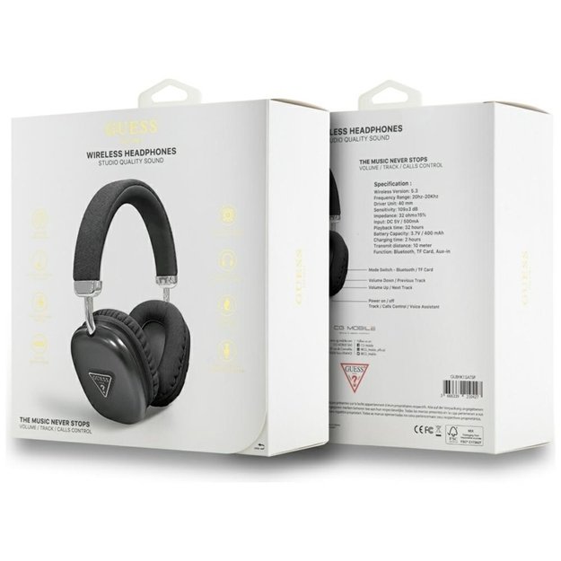 Guess Metallic Triangle Logo - Wireless Over-Ear Headphones Bluetooth V5.3 (black) 4