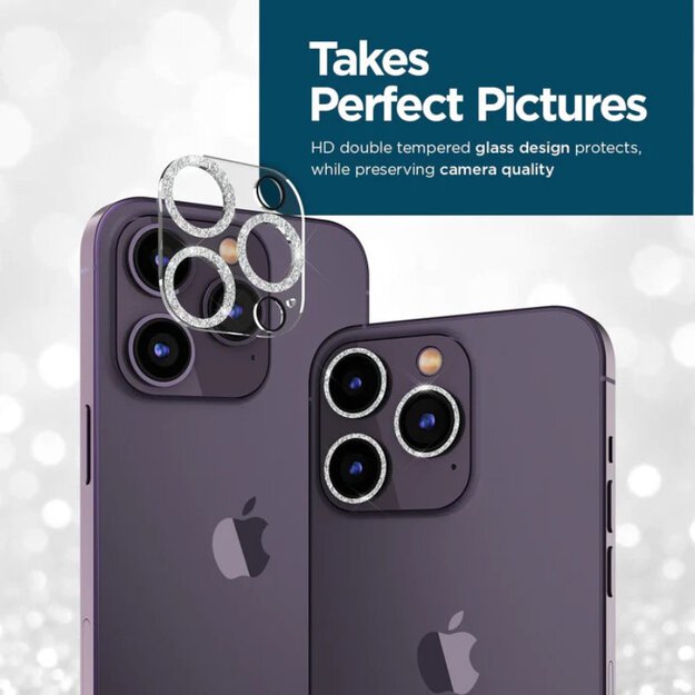 Case-Mate Sparkle Lens Protector – apsauginis stiklas, skirtas iPhone 14 Pro / iPhone 14 Pro Max kamerai (Twinkle)