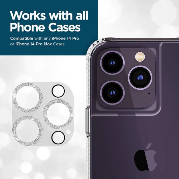 Case-Mate Sparkle Lens Protector – apsauginis stiklas, skirtas iPhone 14 Pro / iPhone 14 Pro Max kamerai (Twinkle)