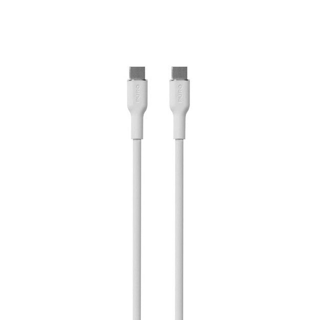 PURO ICON minkštas kabelis – USB-C ir USB-C kabelis 1,5 m (baltas)