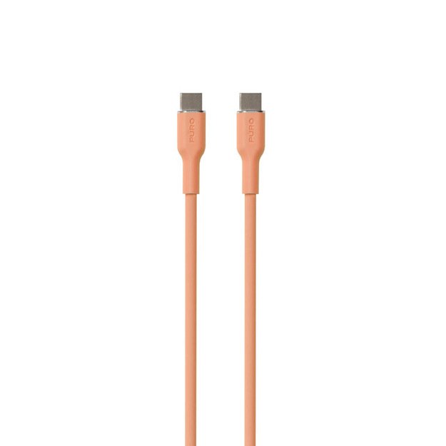 PURO ICON minkštas kabelis – USB-C ir USB-C kabelis 1,5 m (Abrikosas)