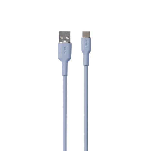 PURO ICON Minkštas kabelis – USB-A iki USB-C 1,5 m kabelis (mėlynas milteliai)