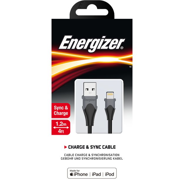 Energizer Classic – USB-A prie Lightning jungiamasis kabelis MFi sertifikuotas 1,2 m (juodas)