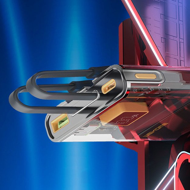 WEKOME WP-323 Vanguard serija – 10 000 mAh super įkrovimas su integruotu USB-C ir žaibo kabeliu PD 20W + QC 22.5W (juodas / skaidrus) 3