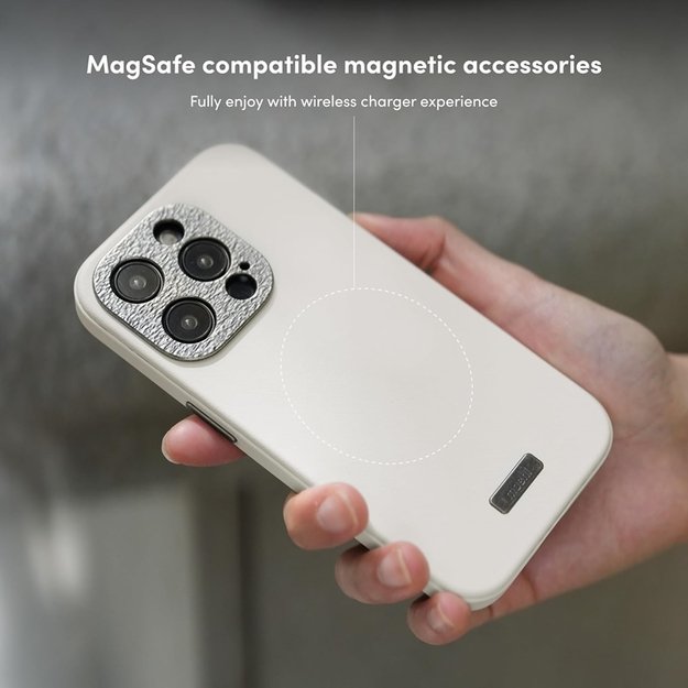 Moshi Napa MagSafe – odinis dėklas, skirtas iPhone 15 Pro Max (kiaušinio baltas) 15