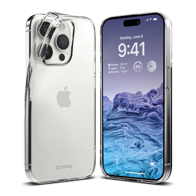 Crong Crystal Slim Cover – dėklas, skirtas iPhone 15 Pro (skaidrus)