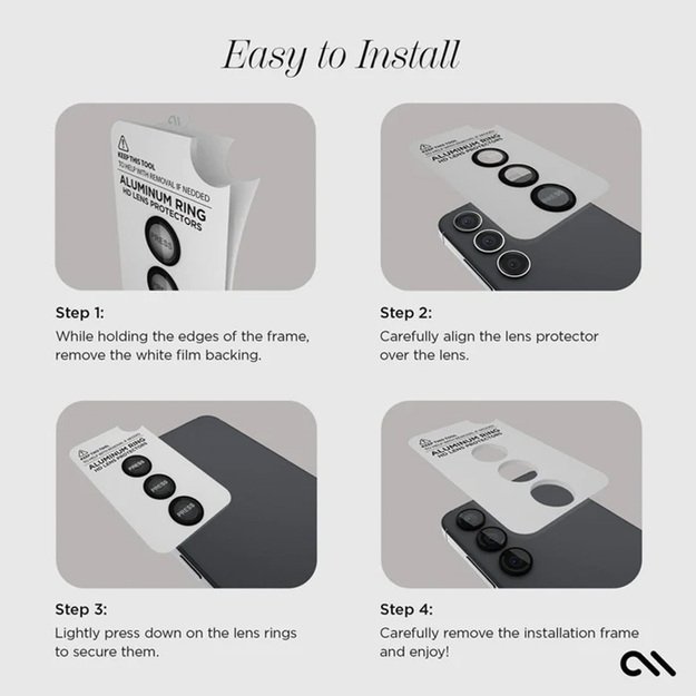 Case-Mate aliuminio žiedo objektyvo apsauga – apsauginis stiklas, skirtas Samsung Galaxy S24+ (juodas) fotoaparato objektyvui 9