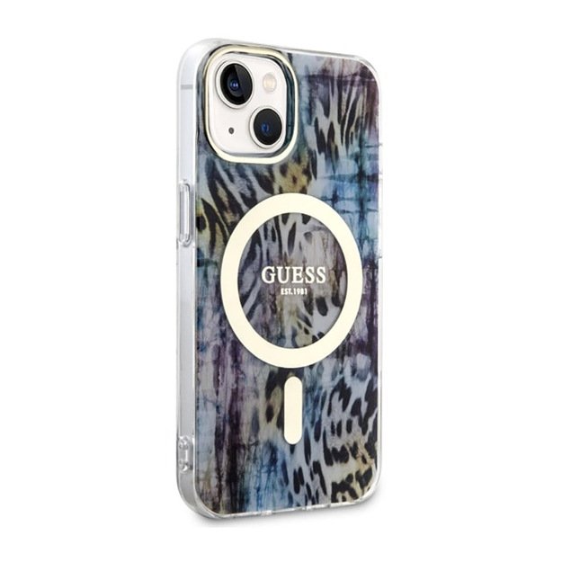Guess Leopard MagSafe - Case for iPhone 14 (Blue) 4