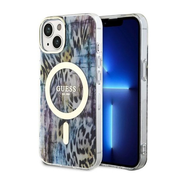 Guess Leopard MagSafe - Case for iPhone 14 (Blue) 1