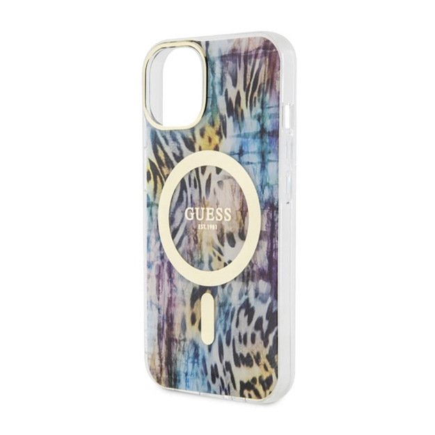 Guess Leopard MagSafe - Case for iPhone 14 (Blue) 6