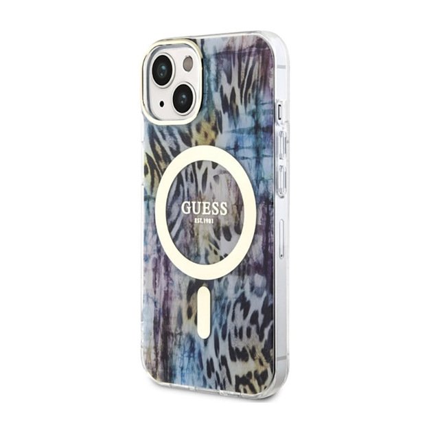 Guess Leopard MagSafe - Case for iPhone 14 (Blue) 2