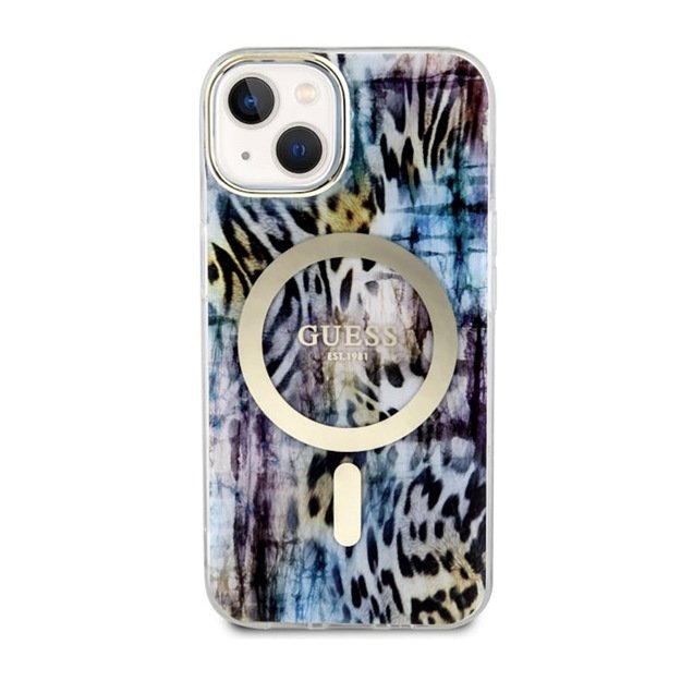 Guess Leopard MagSafe - Case for iPhone 14 (Blue) 3