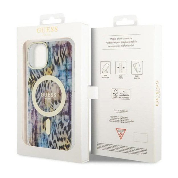 Guess Leopard MagSafe - Case for iPhone 14 (Blue) 8