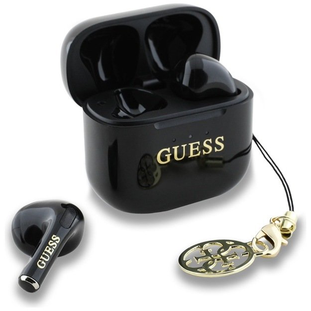 Guess Glossy Effect Printed Classic Logo & Charm - TWS Bluetooth Earphones + Charging Case (Black) 2