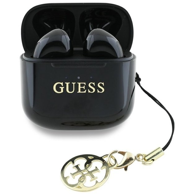 Guess Glossy Effect Printed Classic Logo & Charm - TWS Bluetooth Earphones + Charging Case (Black) 1