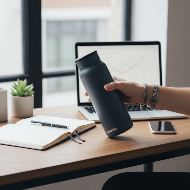 Quokka Echo - 690 ml Stainless Steel Bottle with Silicone Handle (Black) 2