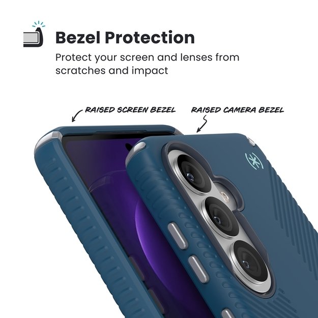 Speck Presidio2 Grip Magnet - Samsung Galaxy S26 MagSafe Case (Deep Sea/Silver Metallic/Spell Blue) 4