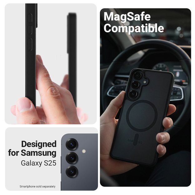 Crong Hybrid Matte Magnetic - MagSafe Case Samsung Galaxy S25 (Black) 2